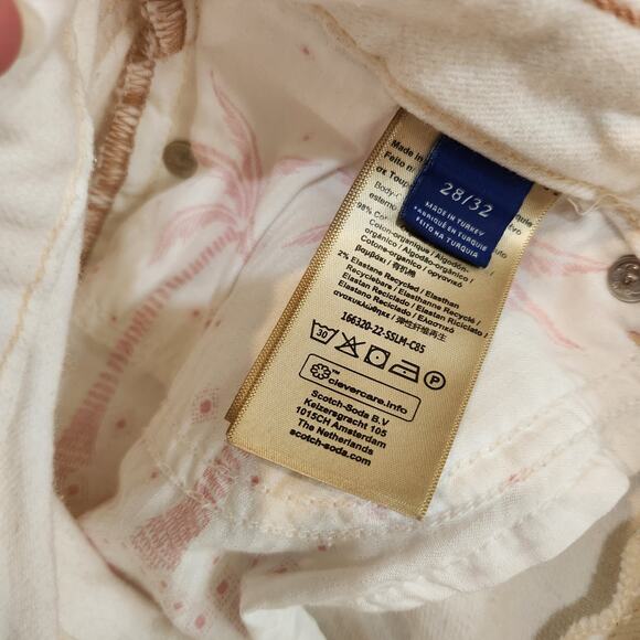 Scotch & Soda White Denim Frayed Hem Mid Rise The Charm Bootcut Jeans Sze 28/32 - Picture 12 of 16